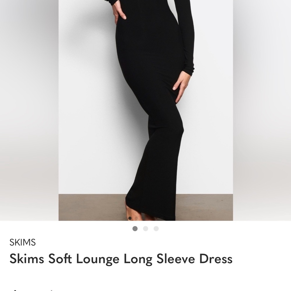 SKIMS Black Long Sleeve Maxi Dress